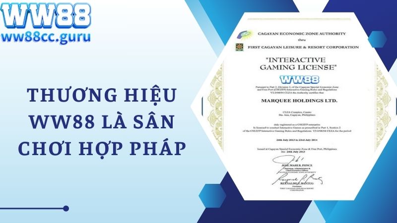 Thương hiệu WW88 là sân chơi hợp pháp